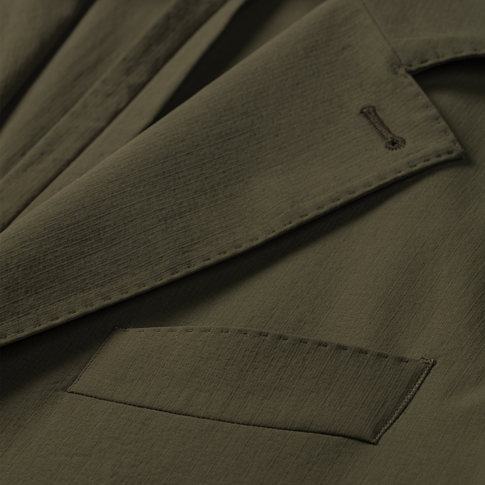 Пиджак из стрейчевой ткани оливково-зеленого цвета
